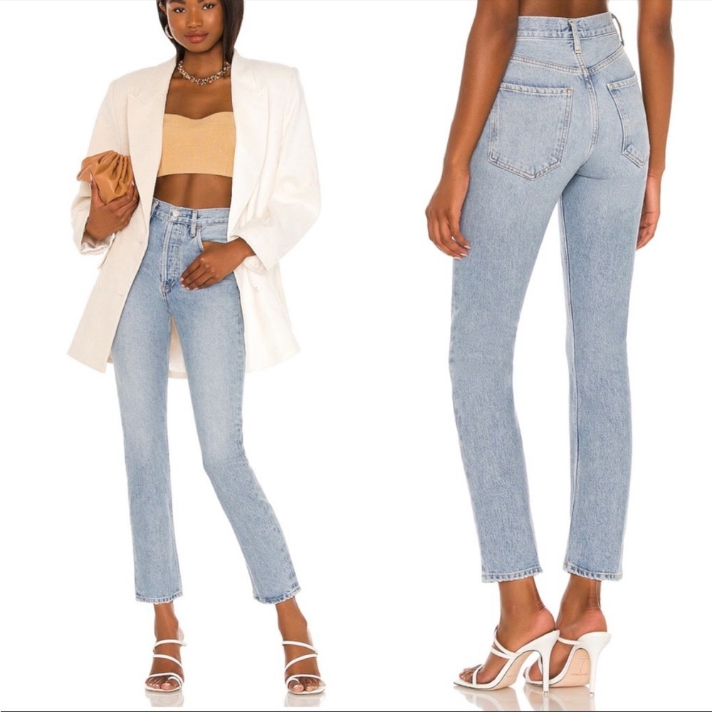 Agolde riley high rise straight crop button fly jeans size 26